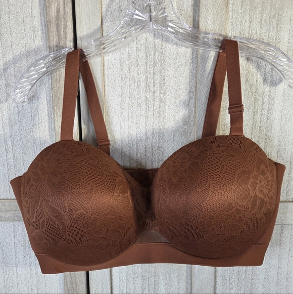 Cacique Comfort Bliss Strapless Convertible Bra Size 40DDD Cocoa Brown Padded - Picture 2 of 9